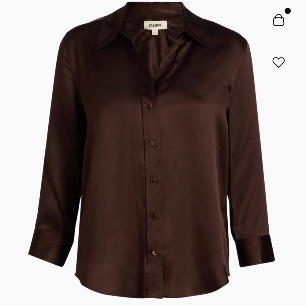 L'AGENCE Dani Brown Silk Blouse